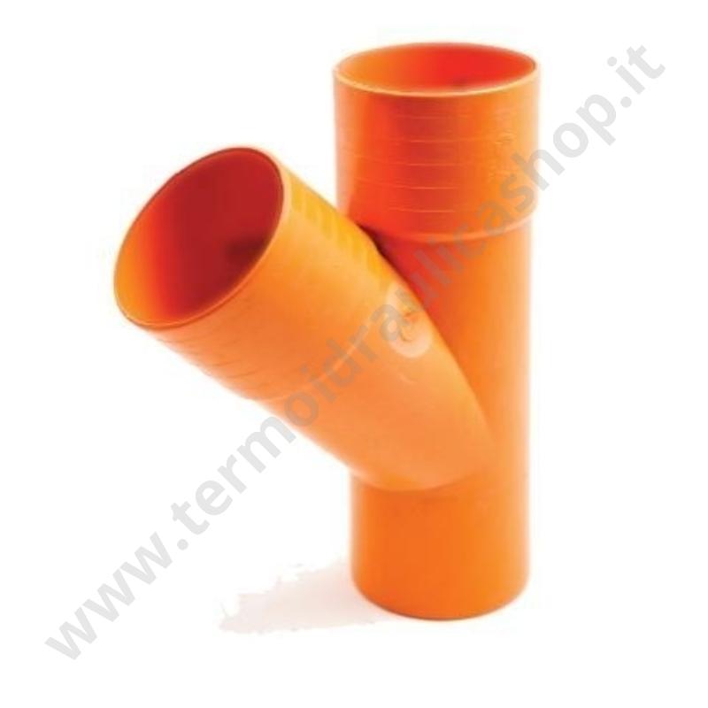 06PR100 - Braga A 45° In Pvc Rosso  D. 100